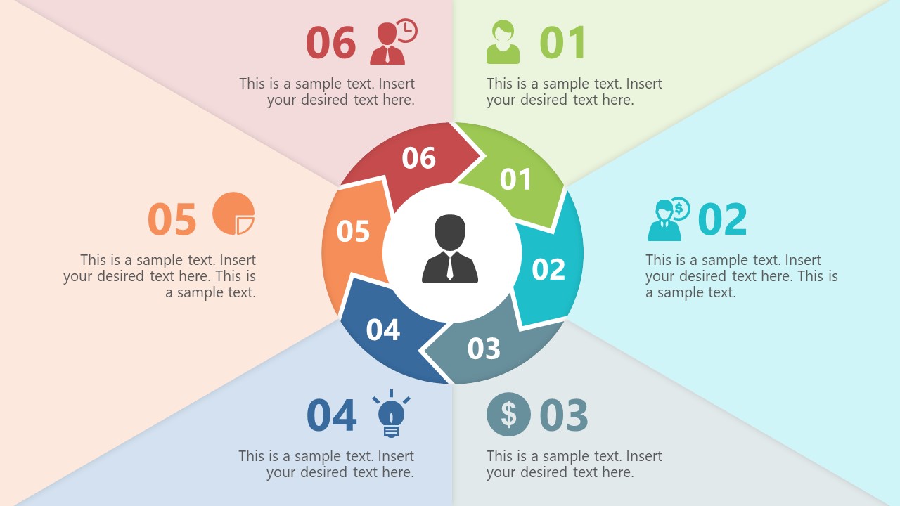 6 Steps Circular Chevron Diagram Template - SlideModel