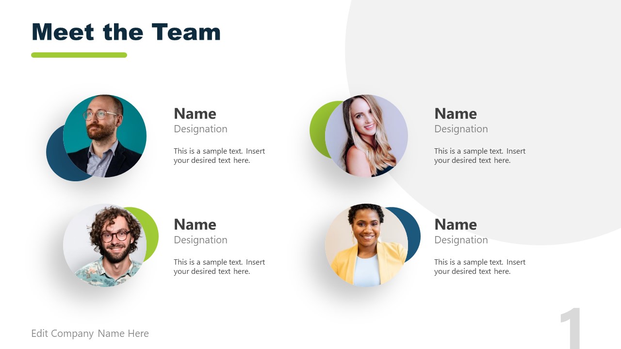 4 Team Member Meeting Slide PowerPoint SlideModel