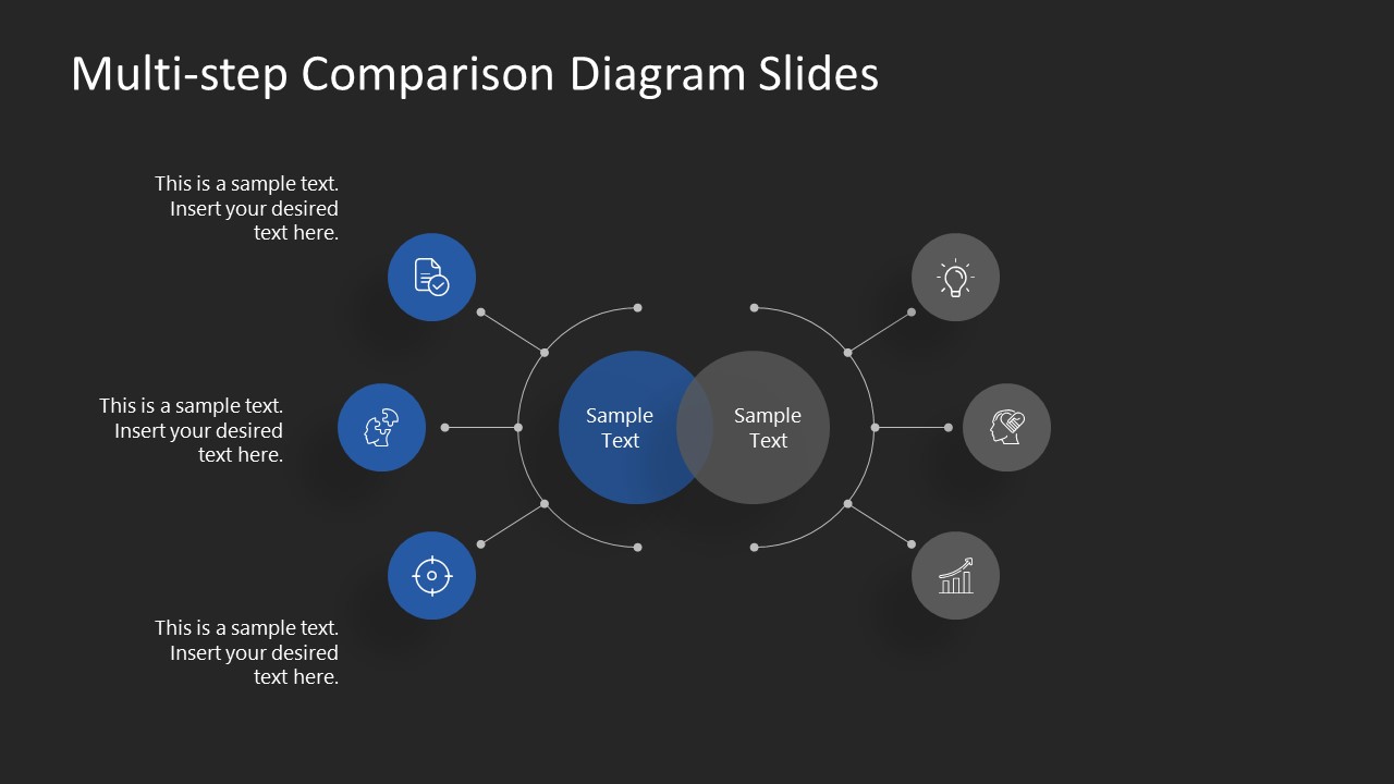 PowerPoint Template of Blue 3 Comparison Slide