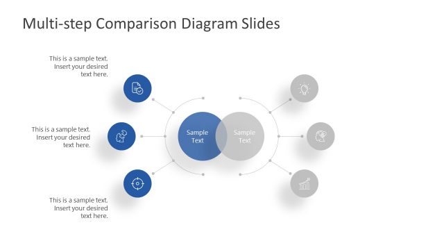 Comparison Blue 3 Steps PowerPoint Diagram