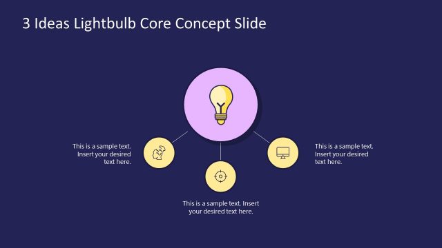 Ideas Lightbulb Diagram Slides with Core Concept for PowerPoint