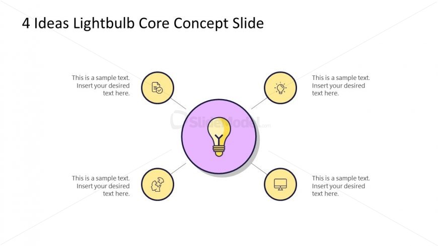 PowerPoint 4 Steps Diagram Lightbulb Ideas