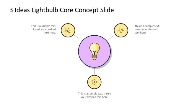 3 Steps Ideas Lightbulb Core PowerPoint