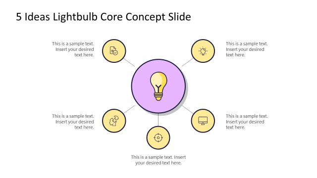 5 Steps Ideas Lightbulb Core PowerPoint