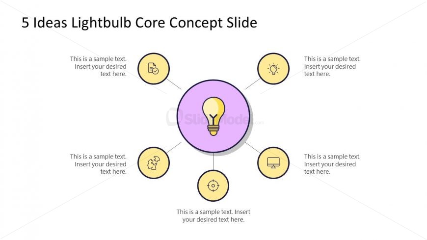 PowerPoint 5 Steps Diagram Lightbulb Ideas