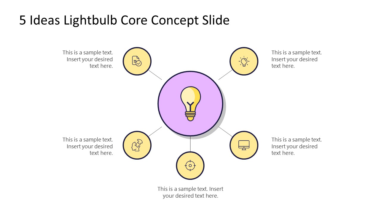 PowerPoint 5 Steps Diagram Lightbulb Ideas 