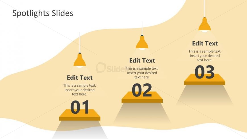 PowerPoint 3 Steps Spotlight Template