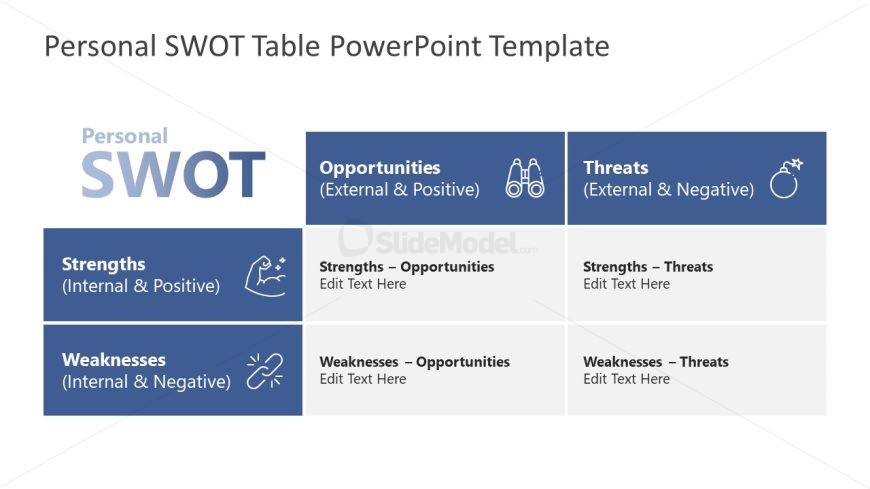 Personal SWOT Table PPT Layout