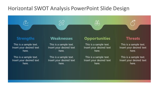 Horizontal SWOT Analysis PowerPoint Template