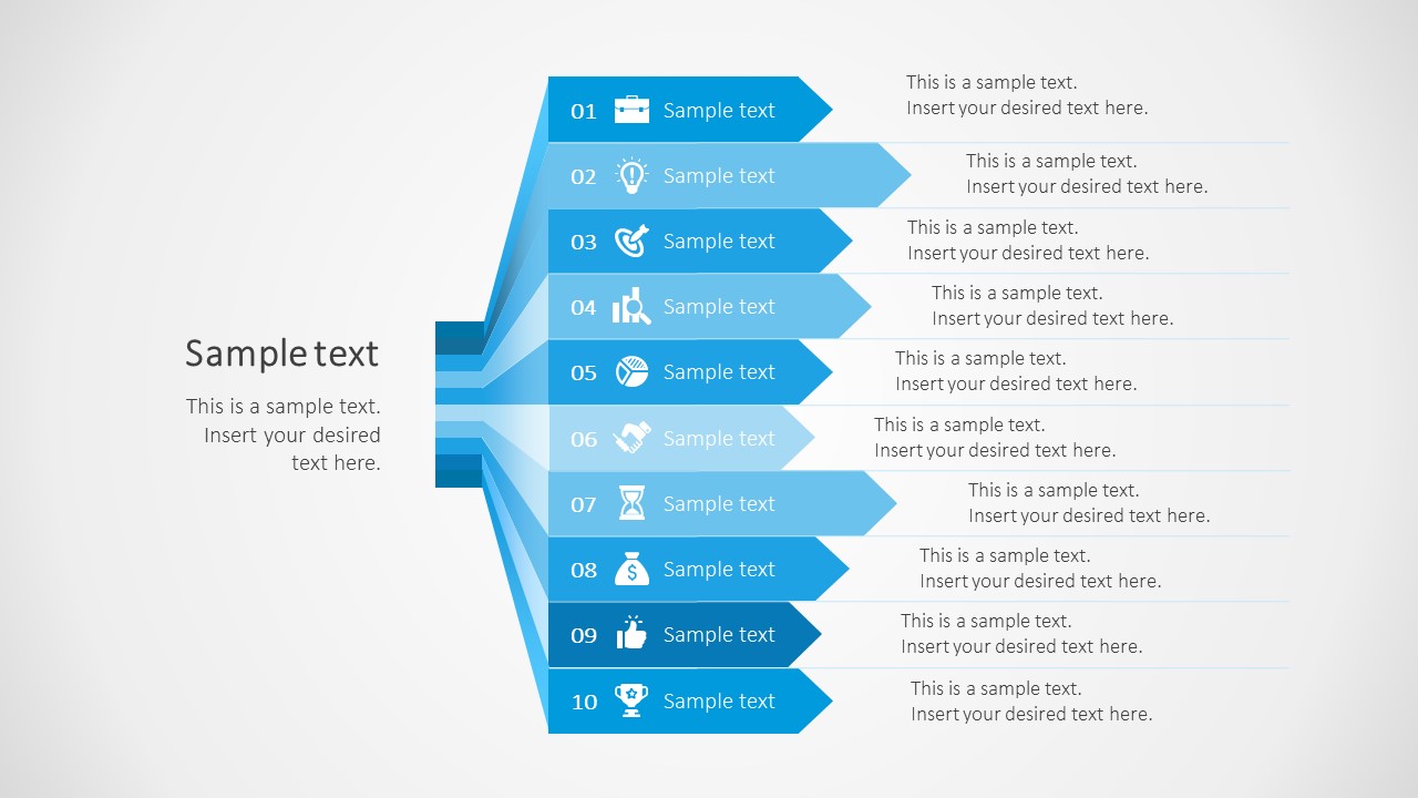 Presentation of Horizontal 10 Steps Arrow Bars