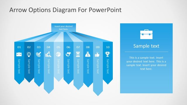 Waterfall Arrow Bars 10 Steps Diagram PPT