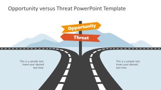 PowerPoint Roadmap Signboards for Opportunities Threats