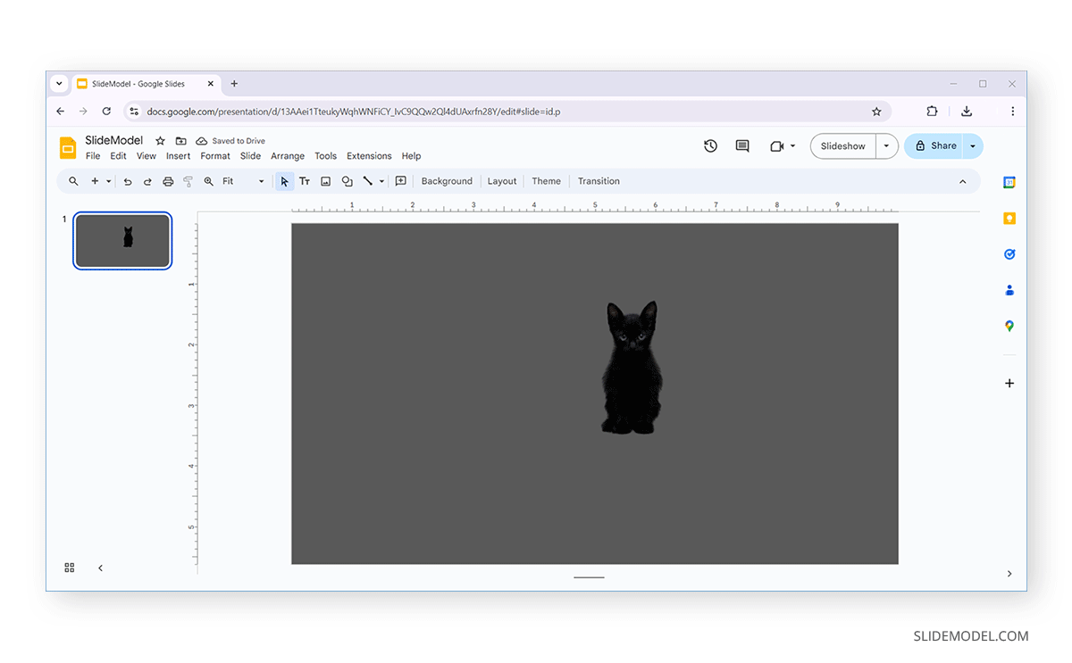 Google Slides background with transparent background image on top