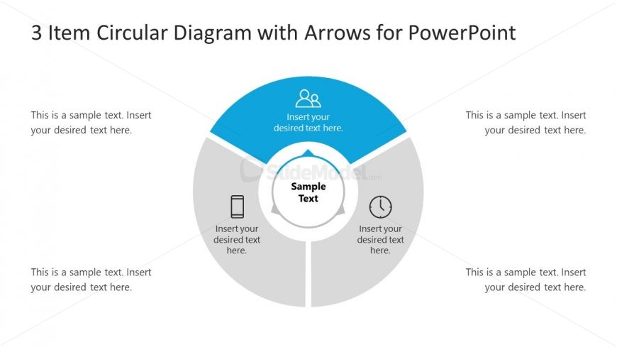 Step 1 Arrow 3 Items Circular Diagram 