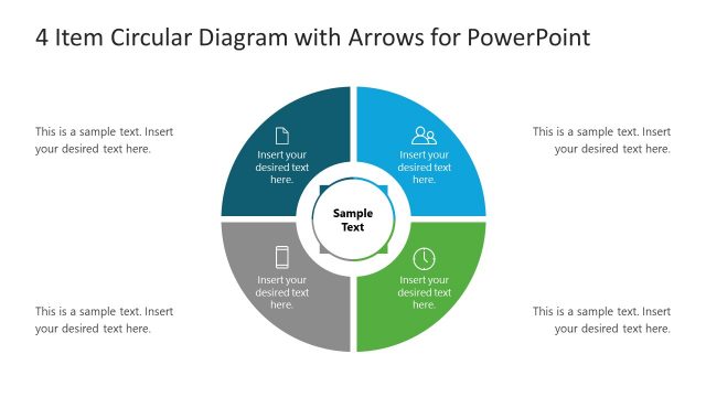 4 Item Circular Diagram with Arrows for PowerPoint