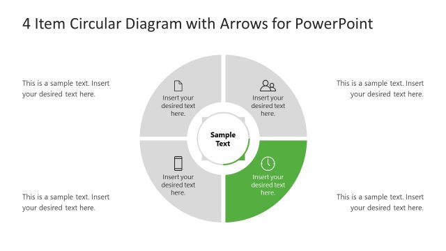 4 Items Step 2 Arrow Circular PowerPoint