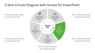 Circular Diagram for PowerPoint in 5 Steps with Time Block Highlighted