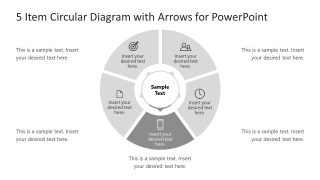 Circular Diagram for PowerPoint in 5 Steps with Mobile Section Highlighted