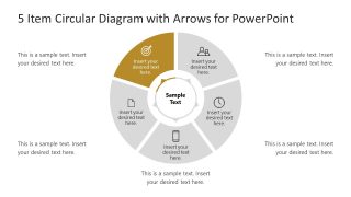 Circular Diagram for PowerPoint in 5 Steps with Goals Section Highlighted