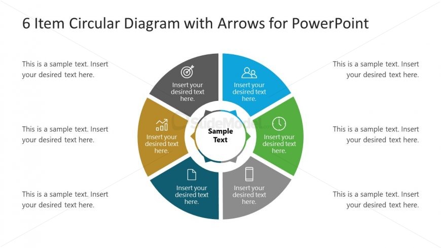 Arrows Circular Diagram 6 Items Template