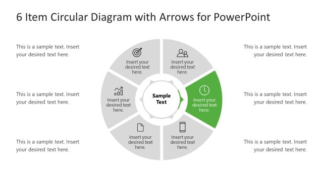 PowerPoint 6 Items Circular Diagram Arrow 2