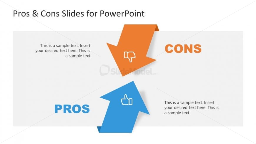 Presentation of Pros Versus Cons Arrows