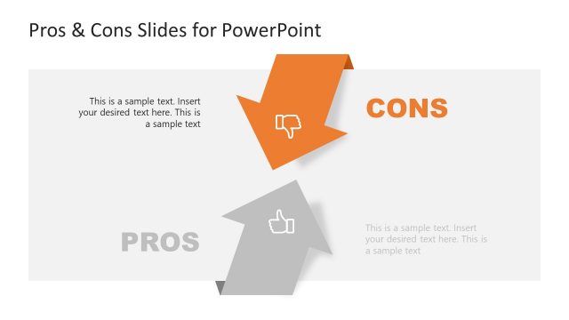 PowerPoint 2 Arrows Pros Vs Cons Template