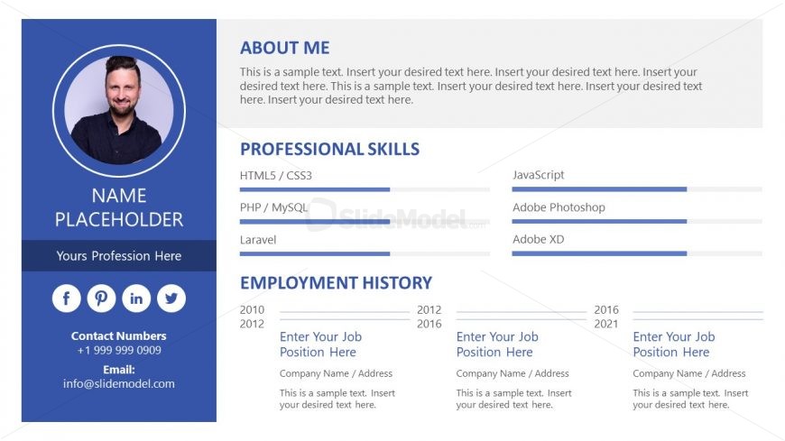 PPT Resume Template Modern Design 