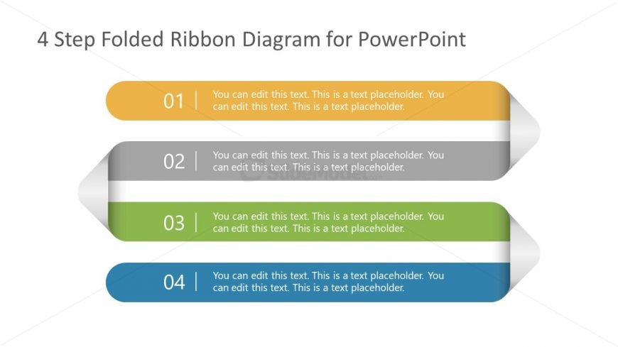 4 Steps Folded Ribbon Template Diagram