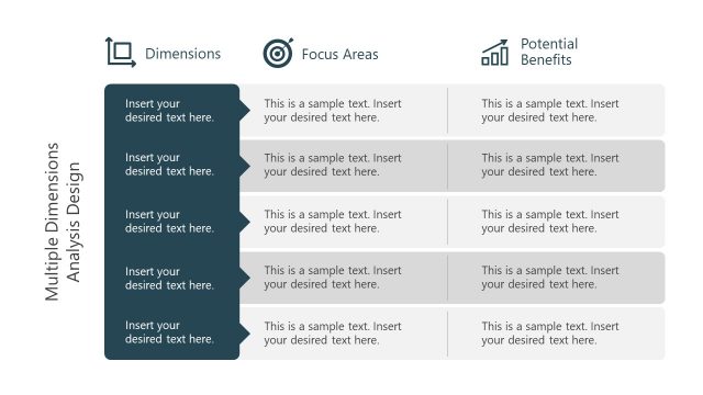 3 Column 5 Dimension PowerPoint Diagram