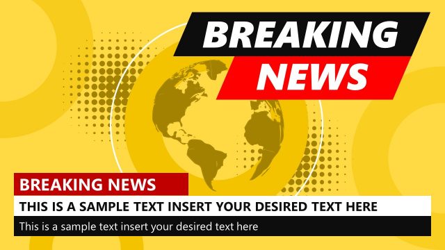 PPT Breaking News Template Yellow Theme