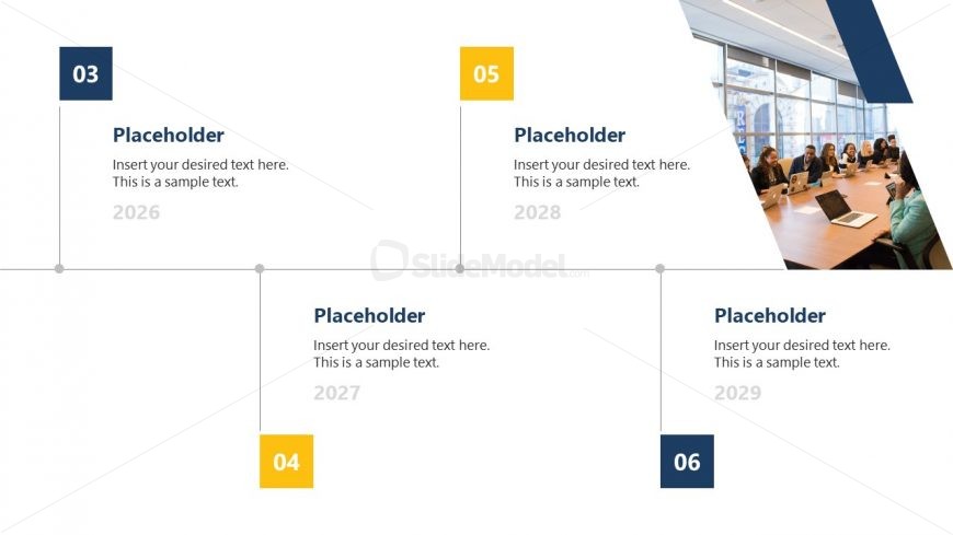 Corporate History Flow Diagram Slide for Annual Report Template