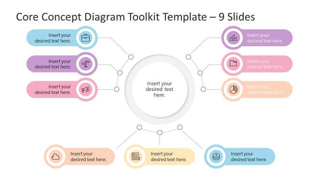 9 Items Core Concept PowerPoint Diagram