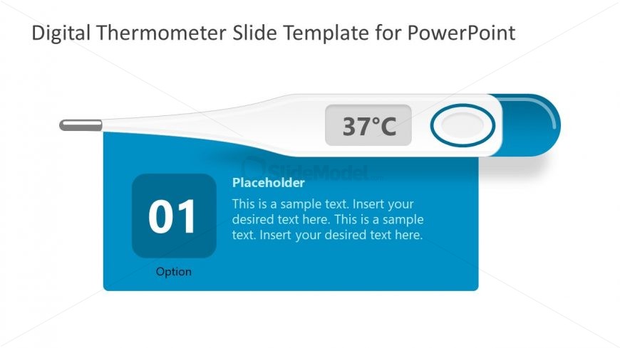 PowerPoint Shape of Blue Digital Thermometer