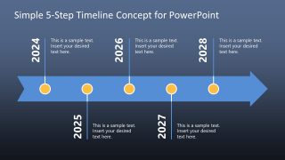 Arrows 5 Steps Timeline Template PPT