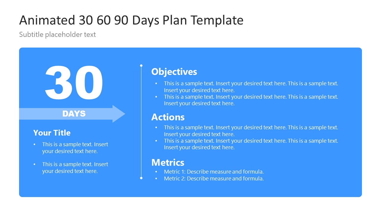 Slide of First 30 Days Project Plan 