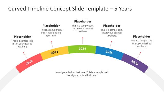 6 Steps Curved Timeline Concept PowerPoint