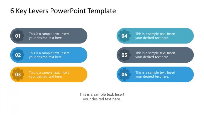 Slide of 6 Steps Levers PowerPoint Diagram