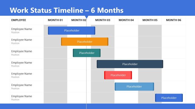 Work Status Timeline 6 Month PPT Roadmap