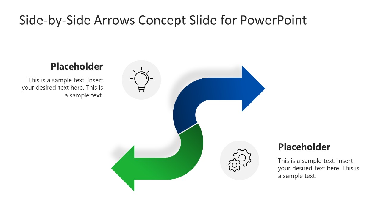 2 Opposing Arrows Curved Arrow Diagram Template 