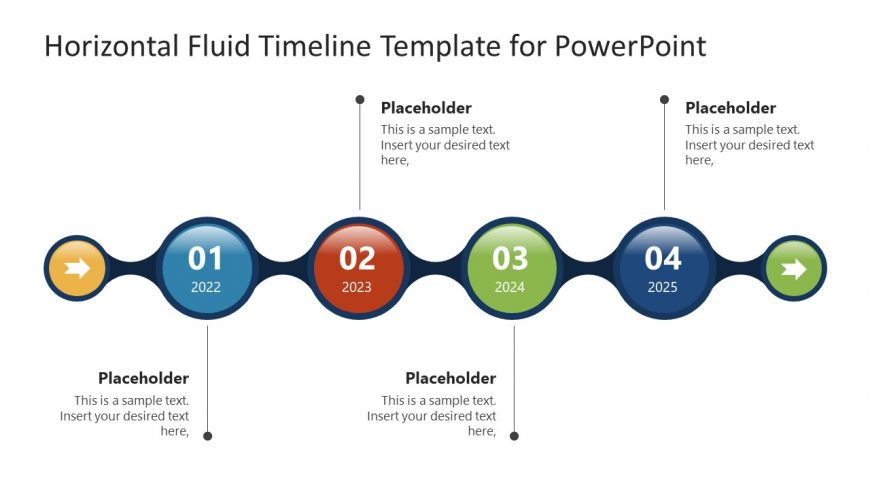 PowerPoint Fluid Timeline Template 4 Milestones