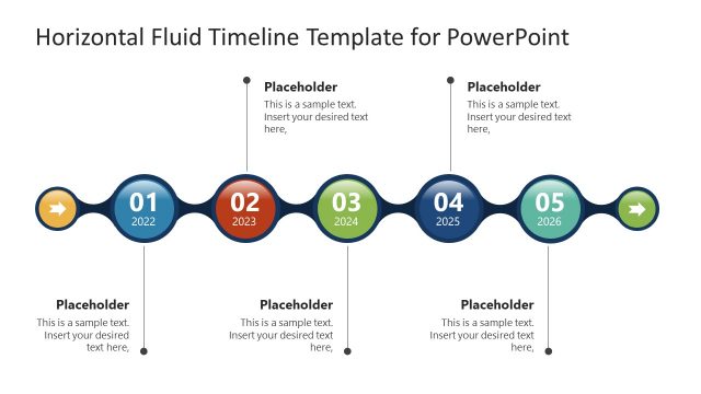5 Steps Fluid Horizontal Timeline Template