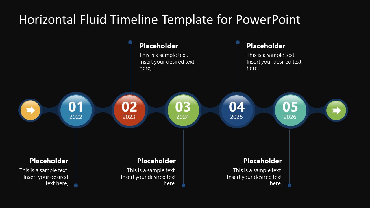 Timeline PowerPoint 5 Steps Fluid Design 