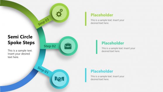 PPT Semi Circle Spoke Steps Diagram Template Slide