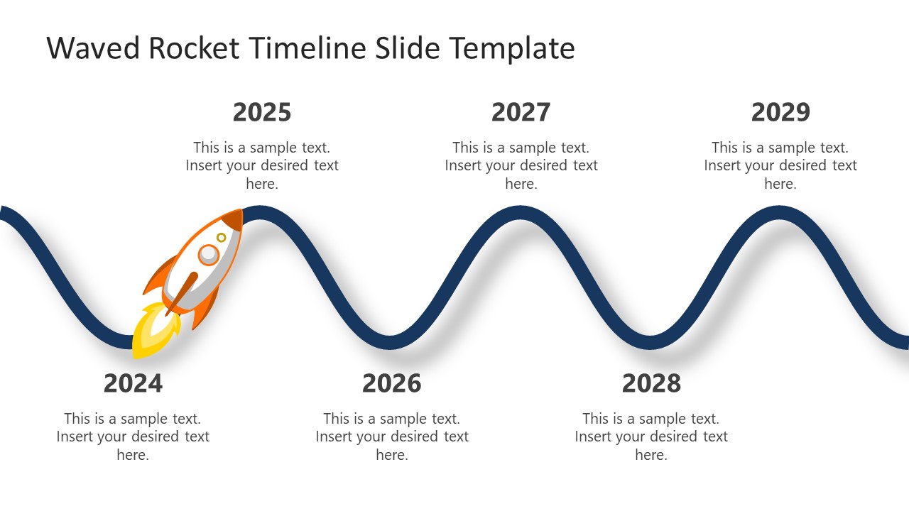 Rocket on Waves Timeline Slide Layout