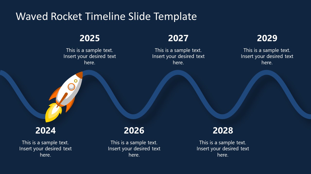 Horizontal Timeline Template With Rocket Icon