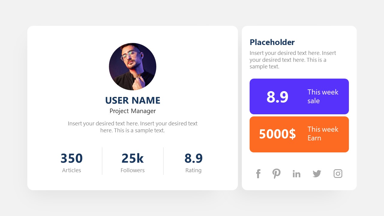 PPT Template for User Profile Dashboard 