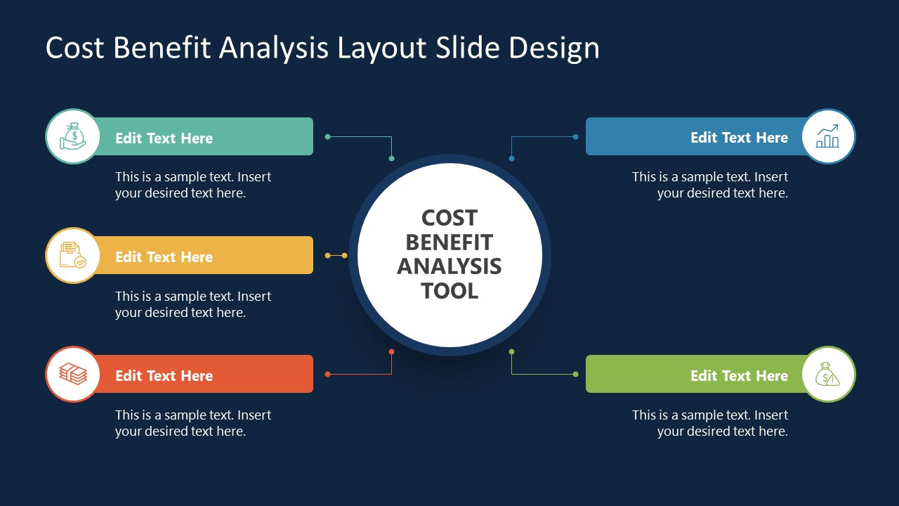 PPT of Cost-Benefit Analysis Diagram- Black Background