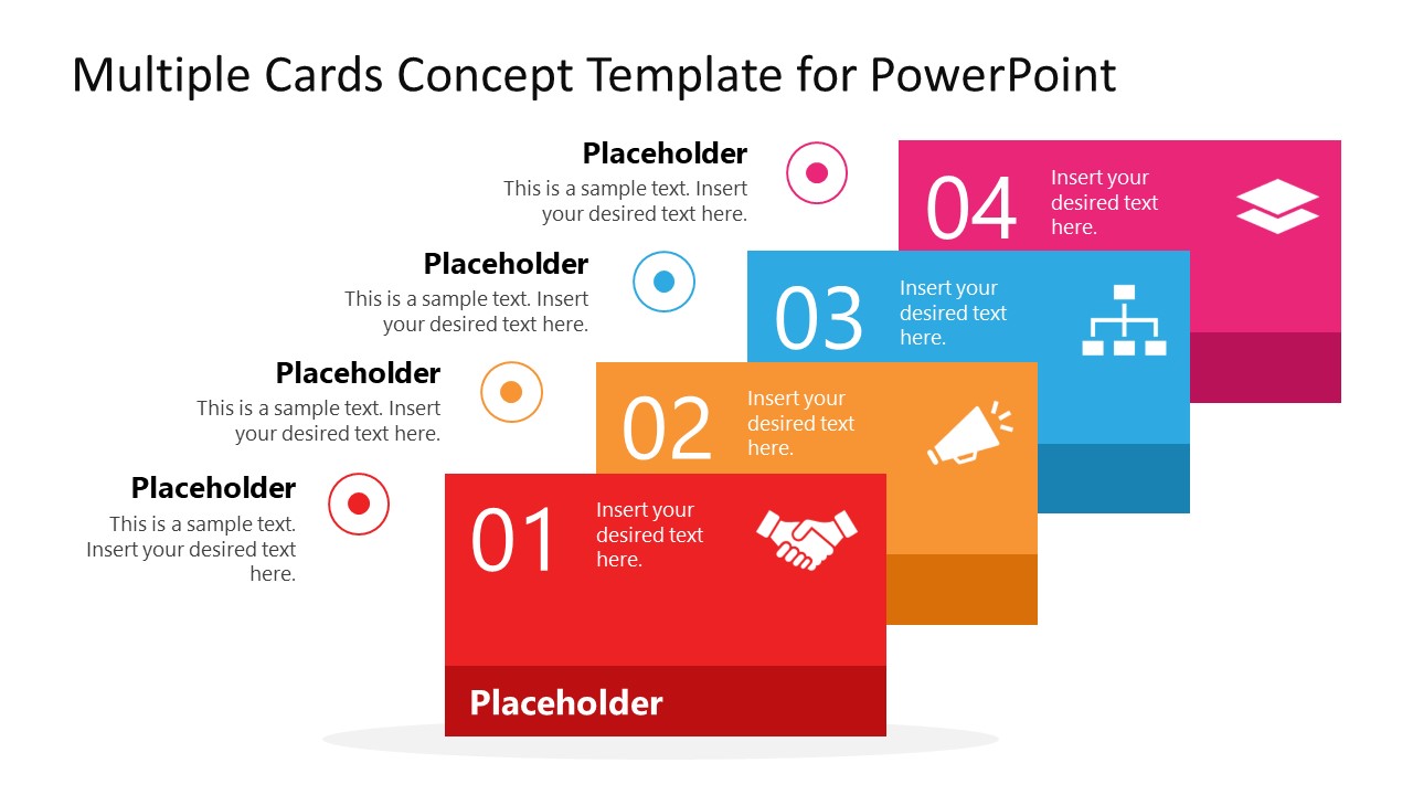 4 Steps Cards Concept PowerPoint Diagram