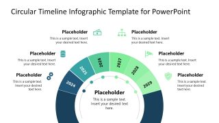6-Year Circular Timeline Diagram PowerPoint Template